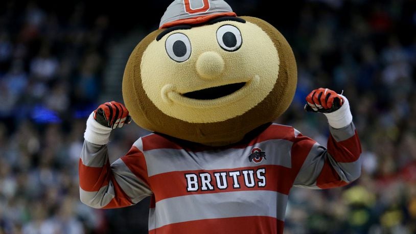 PORTLAND, OR - MARCH 21:  Brutus, the mascot for the Ohio State Buckeyes performs in the second half against the Arizona Wildcats during the third round of the 2015 NCAA Men's Basketball Tournament at Moda Center on March 21, 2015 in Portland, Oregon.  (Photo by Stephen Dunn/Getty Images)