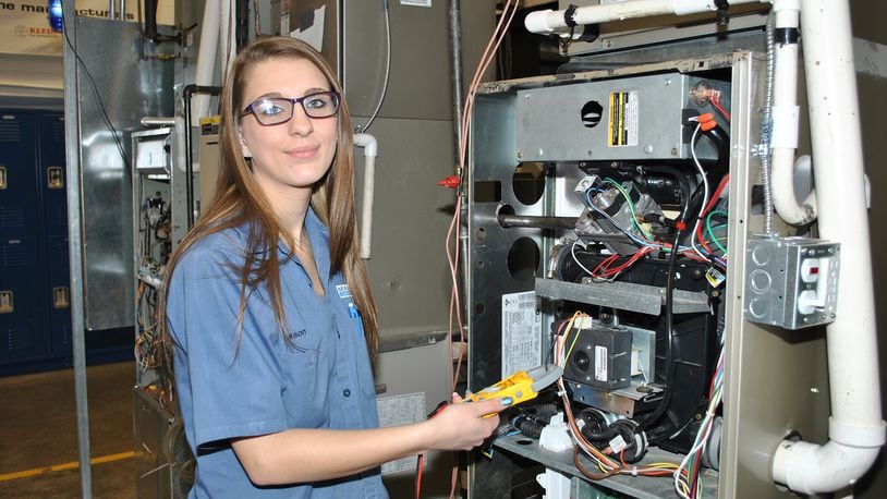 Alexia Dawson, a senior from Brookville in the Miami Valley Career Technology Center HVAC program, works for MSD in Dayton as part of the MVCTC pre-apprenticeship program. CONTRIBUTED PHOTO