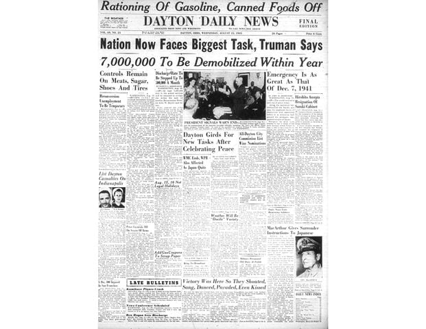 Front pages of Dayton Daily News: WWII in 1945