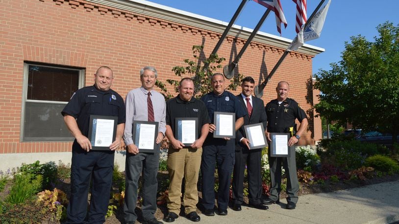 Six Washington Twp. employees have been recognized for their outstanding contributions with the Washington Twp. 2019 Employee Award of Excellence. From left are Ed Kuzminski, Tim Korosei, Nick Banks, Scott Henry, Nick Berry and Michael Arnett. STAFF