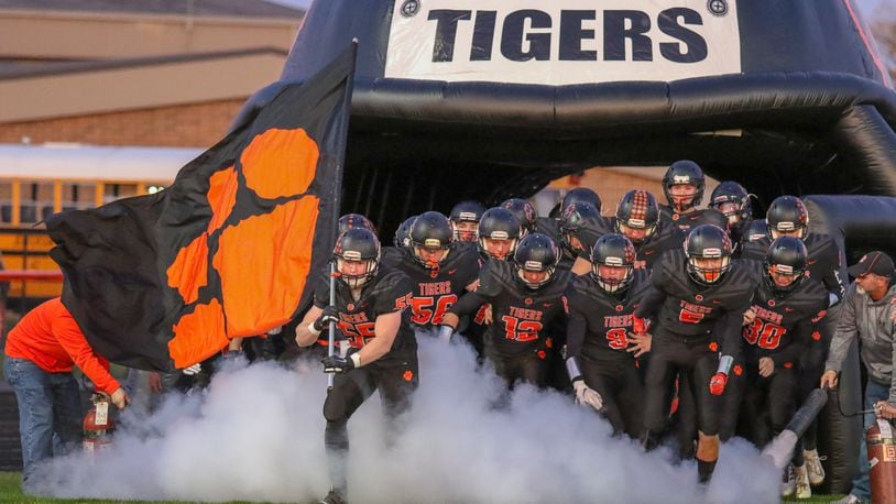 West Liberty-Salem players take the field before Friday night’s game vs. West Jefferson. Michael Cooper/CONTRIBUTED