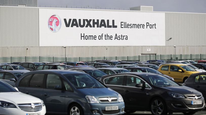 Vauxhall’s assembly plant on Monday in Ellesmere Port, England. French car giant PSA Group has announced the acquisition of General Motors’ Opel and Vauxhall brands for 2.2 billion euros. (Photo by Christopher Furlong/Getty Images)