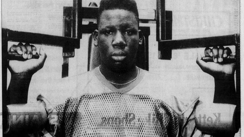 Dan Wilkinson jumped on the football scene as a 15-year-old sophomore at Dunbar high school. At that point he was already a 6-foot-3-inch, 300-pound starter on the varsity. DAYTON DAILY NEWS ARCHIVES