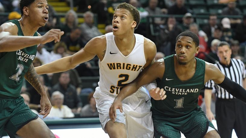 Wright State’s Everett Winchester vies for a rebound against Cleveland State earlier this season. Keith Cole/CONTRIBUTED