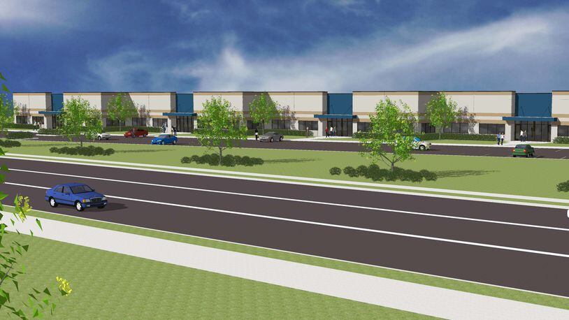 This is an illustration for the planned Austin Business Park Building III in Miamisburg. A lot split which will allow for the 60,000 square foot building’s construction was approved earlier this month. CONTRIBUTED