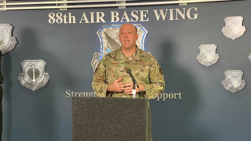 Col. Patrick Miller, 88th Air Base Wing and installation commander, leads a COVID-19 virtual town hall and situation update June 2 from Wright-Patterson Air Force Base. U.S. AIR FORCE PHOTO/CHRISTOPHER WARNER