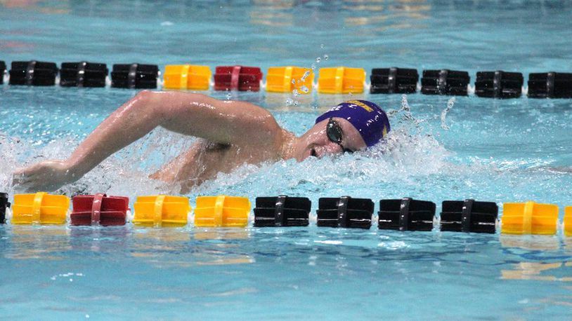 Bellbrook junior Cody Bybee with a pair of state titles in Friday’s Division II state meet in Canton. CONTRIBUTED FILE PHOTO