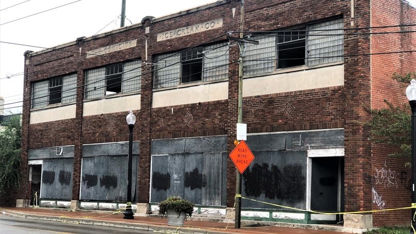 The Gem City Ice Cream Co. building, briefly the site of the Wright brothers' first bike shop, sits at 1005 W. Third St. The city of Dayton wants to demolish the property, which officials say is a nuisance. CORNELIUS FROLIK / STAFF