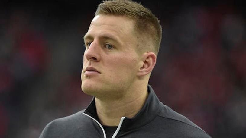 In this Dec. 18, 2016, file photo, Houston Texans defensive end J.J. Watt watches from the sideline during the first half of an NFL football game in Houston. After not playing football since Sept. 22, Watt was more excited than anyone for the start of offseason workouts on Monday, April 17, 2017, (AP Photo/Eric Christian Smith, File)