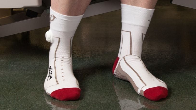 Palarum PUP (Patient is UP) SmartSocks are designed to prevent patient falls in hospital rooms. The technology was developed in Lebanon and is being used in several healthcare systems across the nation. CONTRIBUTED/PALARUM LLC