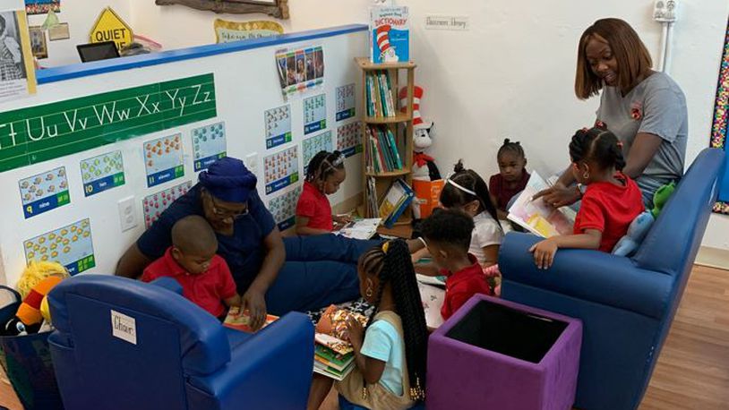 Elisabeth Adkins teaching preschoolers at Douglas Braxton Inc. in Jacksonville, Florida. CONTRIBUTED