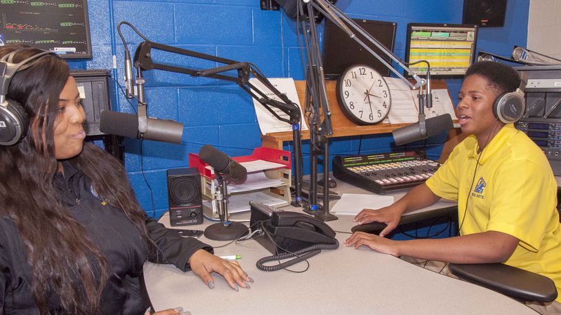 Lovely Lewis-Nalls and Devontae Jackson, students at Ponitz Career Tech High School, host their afternoon radio show on WDPS 89.5 FM last school year. CONTRIBUTED PHOTO