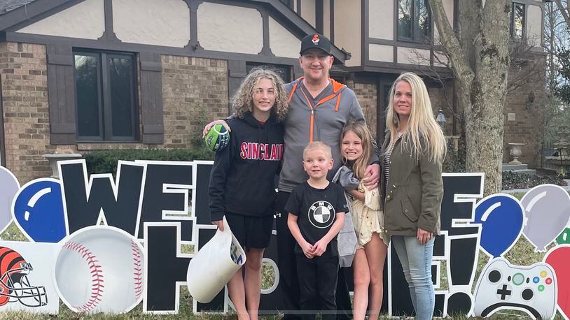 Matt Kemp and his family celebrated the day he returned home after months at University of Cincinnati West Chester Hospital. Kemp was there because of having COVID-19. CONTRIBUTED