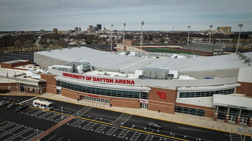The University of Dayton Arena will host NCAA First Four on Tuesday and Wednesday, which is expected to generate an economic impact of nearly $5 million for the Dayton area. That includes boosting the bottom line for everything from restaurants and hotels to retail shops and gas stations. JIM NOELKER/STAFF