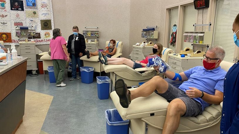 Donors at Dayton Community Blood Center pictured Friday, July 17 at the Kings Island Day Blood Drive. CONTRIBUTED