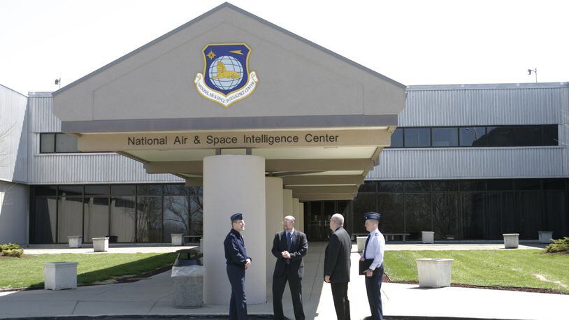 4-14-05—Photo by Ty Greenlees—Main entrance to the National Air and Space Intelligence Center at Wright-Patterson Air Force Base.