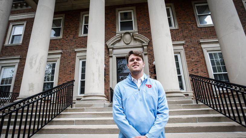 Max DiGiacomo, a 2022 University of Dayton graduate, landed a finance job in February. The class of 2022 is finding it easier to be hired straight out of college as opposed to the classes of the previous two years, who saw hiring rates plummet because of the pandemic. JIM NOELKER/STAFF
