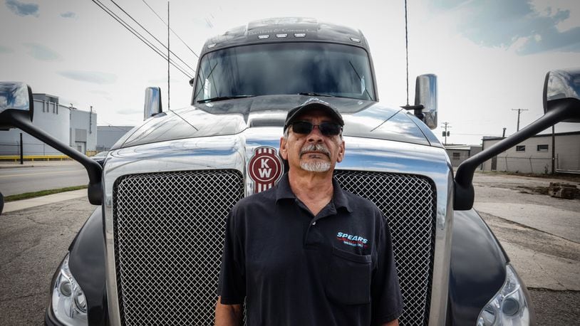Larry Lloyd has been a truck driver for 37 years and now drives for Spears Expediting. Lloyd said he likes the freedom of trucking but doesn't like the traffic. "It's gotten bad over the years," Lloyd said. JIM NOELKER/STAFF