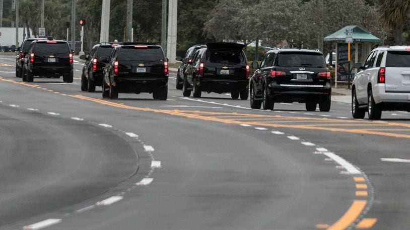 President Donald Trump's motorcade left Mar-a-Lago on Saturday and headed toward the Trump International GolF Club.