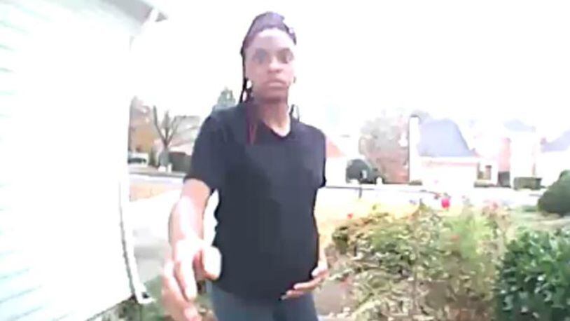 Police in Duluth, Georgia, are looking for a pregnant woman (pictured) and another suspect in connection with a package theft and home burglary.