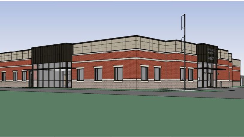 This is the latest rendering of the new Clearcreek Twp. Police Station which is now under construction at the township government campus at Ohio 73 and Bunnell Hill Road.  CONTRIBUTED/CLEARCREEK TWP.