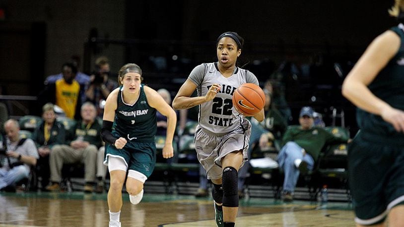 Wright State’s Chelsea Welch leads a fastbeak in Horizon League vs. Green Bay at the Nutter Center last season. TIM ZECHAR/CONTRIBUTED