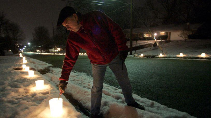 Fisher Avenue from Dix Road to Schirm Drive in Middletown will again light up this year with approximately 1,000 luminarias in memory of deceased residents and former residents. STAFF FILE PHOTO