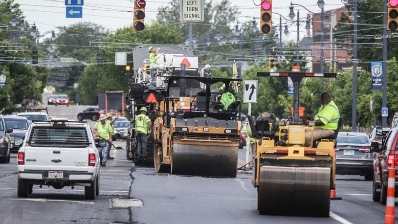 The repaving of Ohio 48 in Kettering has involved a 1.5-mile section from the Oakwood corporation line to David Road, where has a daily average traffic count of nearly 26,000 vehicles. JIM NOELKER/STAFF