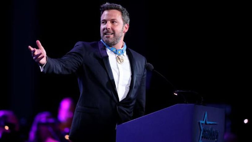 ST PAUL, MN - JULY 16: Ben Affleck speaks on stage at the 2017 Starkey Hearing Foundation So the World May Hear Awards Gala at the Saint Paul RiverCentre on July 16, 2017 in St. Paul, Minnesota. (Photo by Adam Bettcher/Getty Images for Starkey Hearing Foundation)
