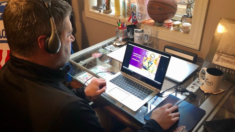 Jesse Reed working from his home office on March 30, 2020. CONTRIBUTED PHOTO