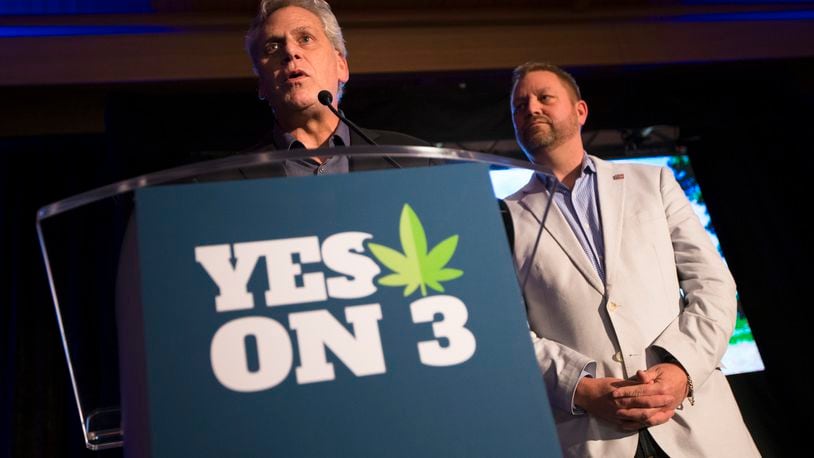 Jimmy Gould was co-founder of Responsible Ohio, a pro-marijuana legalization group that campaigned for marijuana legalization in Ohio in 2015. With partner Ian James, right, and others, Gould’s organization, CannAscend Ohio LLC, now hopes to grow a marijuana cultivation “campus” in Wilmington and Clinton County. (AP Photo/John Minchillo)