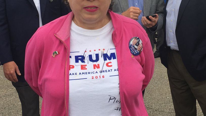 Diane Pragalos, 52, of Centerville, attended President Donald Trump’s speech Wednesday at the Rivertowne Marina in Cincinnati.