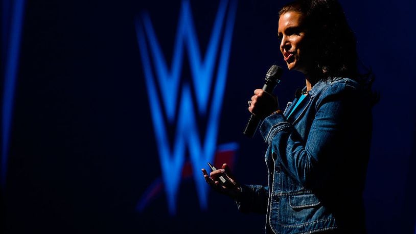 NEW YORK, NY - AUGUST 09:  WWE chief brand officer Stephanie McMahon speaks during the Beyond Sport United event at Barclays Center on August 9, 2016 in the Brooklyn borough of New York City.  (Photo by Alex Goodlett/Getty Images)