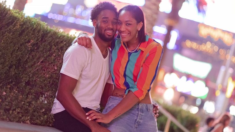 University of Dayton basketball player Josh Cunningham and his girlfriend A’ja Wilson, the WNBA Rookie of the Year who plays for the Las Vegas Aces. CONTRIBUTED