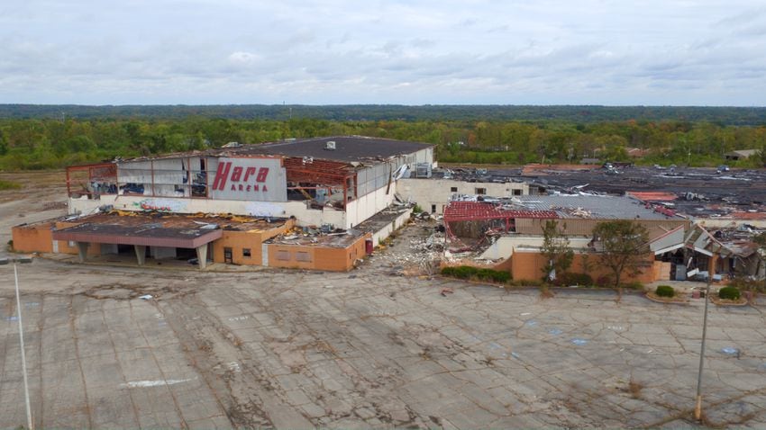 PHOTOS: What tornado-damaged Hara Arena looks like from above