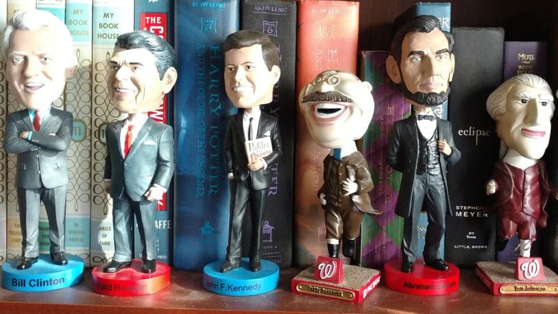 Some bobbleheads depict former U.S. presidents, while others are favorite of sports fans, who collect them during team giveaways at sports venues.