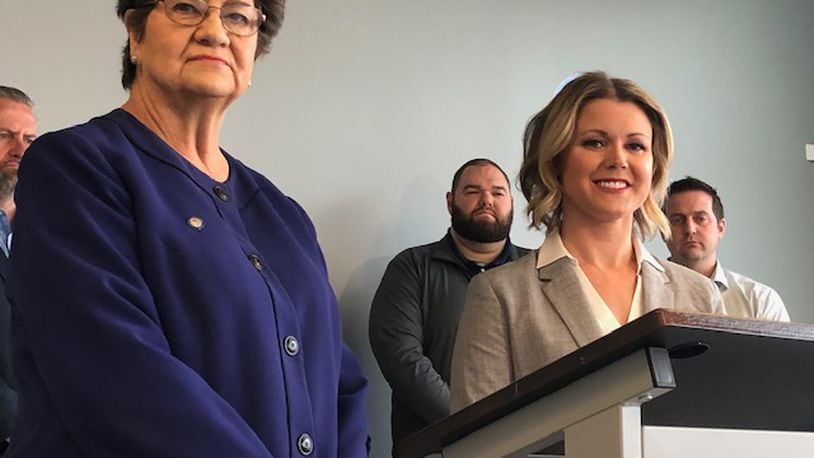 State Sen. Peggy Lehner (left) on Monday announced her endorsement for the 6th District seat she is vacating due to term limits. Lehner threw her support behind Rachel Selby (right), who is in a three-way primary race with state Rep. Niraj Antani and Greg Robinson. NICK BLIZZARD/STAFF