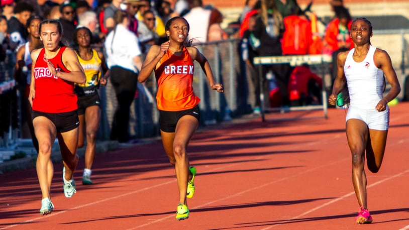 Beavercreek sophomore Kayleigh Keyes won the 400 meters and will seek to defend her state title next week after running a time of 55.84 at Friday's Division I region meet at Wayne High School. Jeff Gilbert/CONTRIBUTED