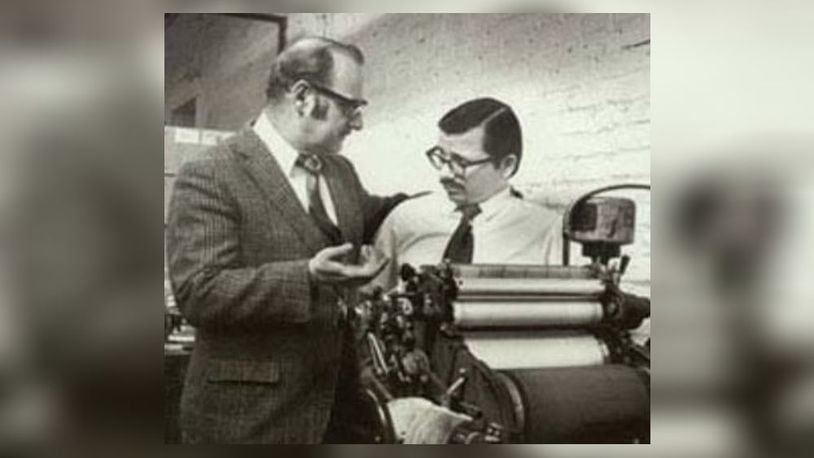 Schuerholz Printing Founder Bill Schuerholz (left) is seen here in a photo from the early 1970s. A few years later, the Kettering business moved to a site on Marshall Road, where it has been located since. CONTRIBUTED