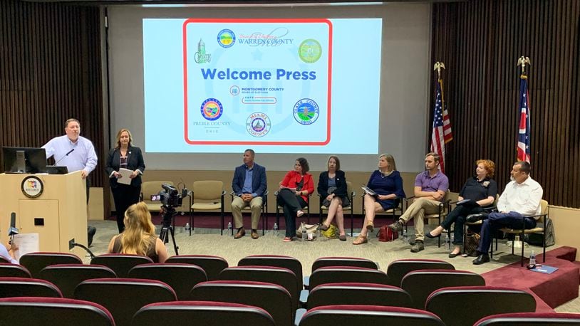 Officials from area boards of election held an event at the Montgomery County Board of Elections Tuesday to raise awareness about the Aug. 2 primary.