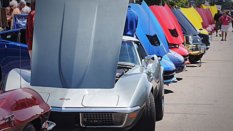 The Greater Dayton Corvette Club held a corvette-only cruise-in in Fairborn at Giovanni’s Pizzeria and Risterante Sunday. Photo by Marshall Gorby