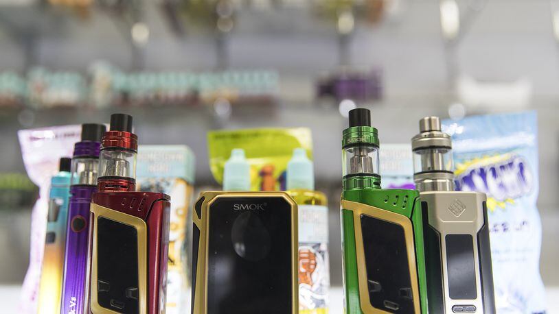 Students at Lebanon High School and their parents face sanctions for violating the school district’s new vaping policy. This photo shows e-cigarette products on display. RICARDO B. BRAZZIELL/AMERICAN-STATESMAN