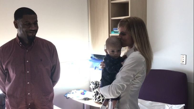James Phillips and Colleen Reed are the parents of Jace Phillips, who is at Dayton Children’s and has been diagnosed with cystic fibrosis. KAITLIN SCHROEDER/STAFF