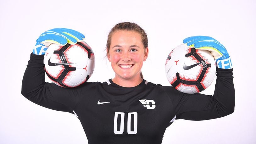 Emily Jones was a four-year goalie for the University of Dayton women’s soccer team. CONTRIBUTED