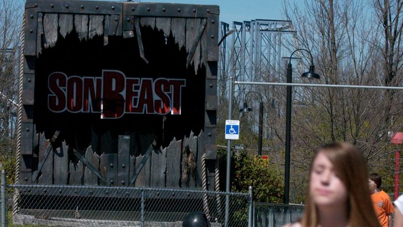 The Son of Beast remained closed in this April 2007 photo after the track will be reinforced and the loop was removed. Several people were injured on the ride in July 2006. Staff photo by Samantha Grier.
