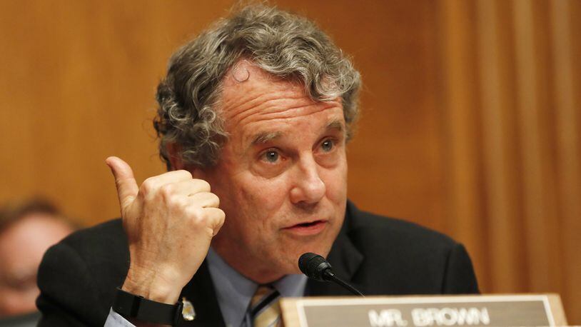 Sen. Sherrod Brown, D-Ohio, ranking member on the Senate Banking Committee, speaks on Capitol Hill in Washington, Thursday, July 13, 2017, during the committee’s hearing where Federal Reserve Chair Janet Yellen testified. (AP Photo/Pablo Martinez Monsivais)