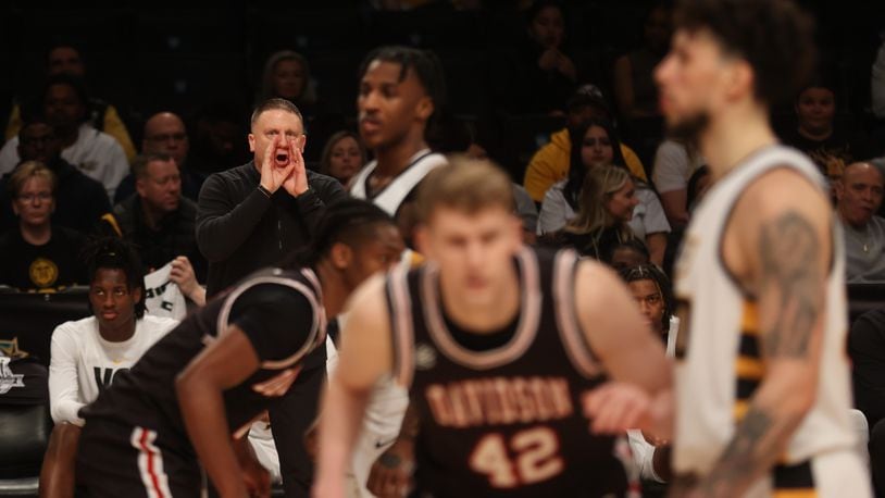 Virginia Commonwealth's Mike Rhoades coaches during a game against Davidson in the quarterfinals of the Atlantic 10 Conference tournament on Thursday, March 9, 2023, at the Barclays Center in Brooklyn, N.Y. David Jablonski/Staff