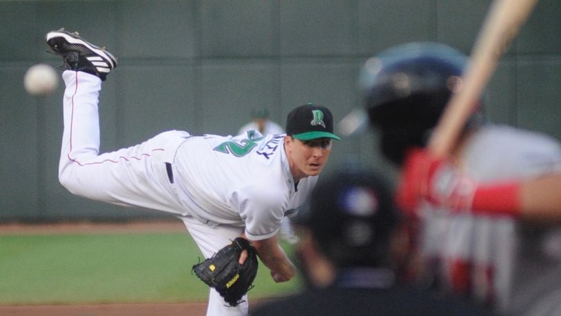 Homer Bailey pitches for the Dayton Dragons on Wednesday. Marc Pendleton/Staff