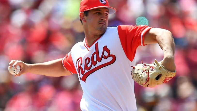 Tyler Mahle is one of four pitchers competing for the fifth spot in the Reds’ starting rotation. (Photo by Jamie Sabau/Getty Images)