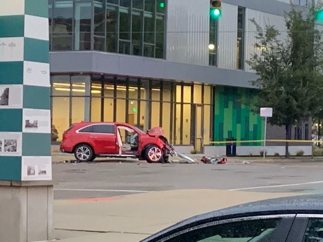 Police cruisers involved in accident near Main Library